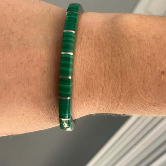Vintage Malachite 925 Mexico Silver Bracelet - Picture 12 of 16